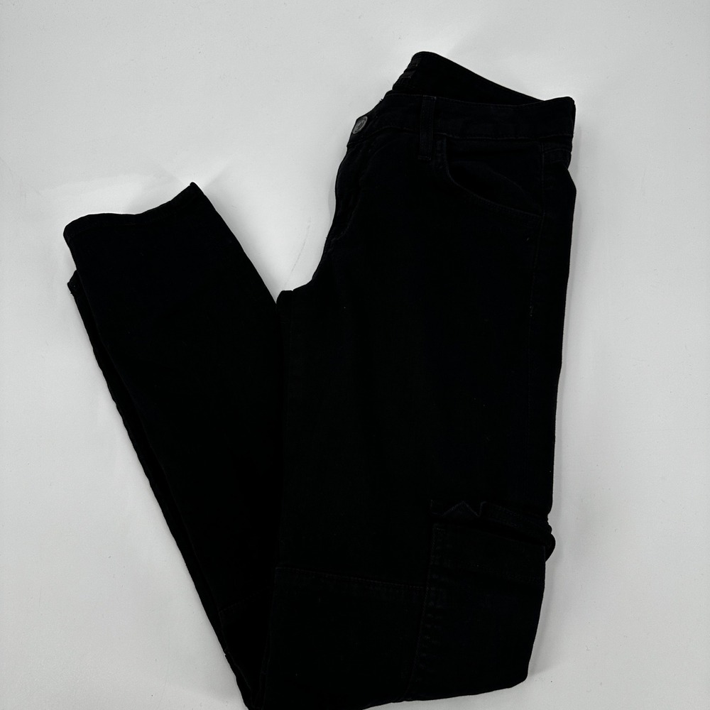 Hudson Black Cargo‎ Skinny Jeans Womens Size 27 Made in USA Moto Detail